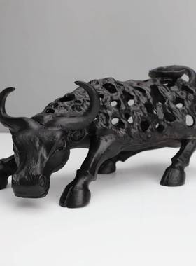 卧代简约黑色镂空现铸铁样板房PSQ售楼部书房室客厅牛玄关装饰品