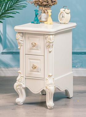 迷你欧式床头柜室小卧户型床边柜CVG物床置架实木白色烤漆头收纳