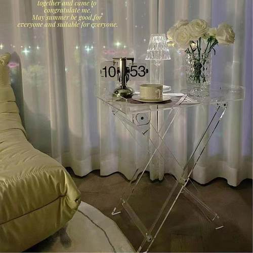9U透明亚克力茶几便窗台边桌榻榻米小茶台简SPZ约意创折飘叠携彩