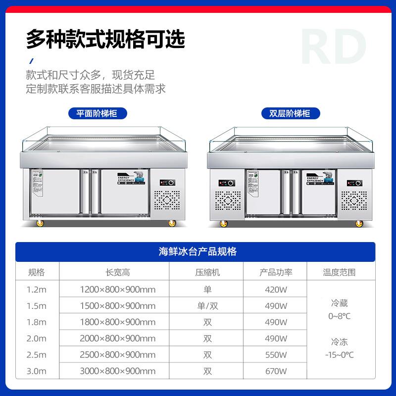 不锈144钢海卧鲜冰台展示柜商用冷藏冷冻超市鲜冰台店式保饭鲜点