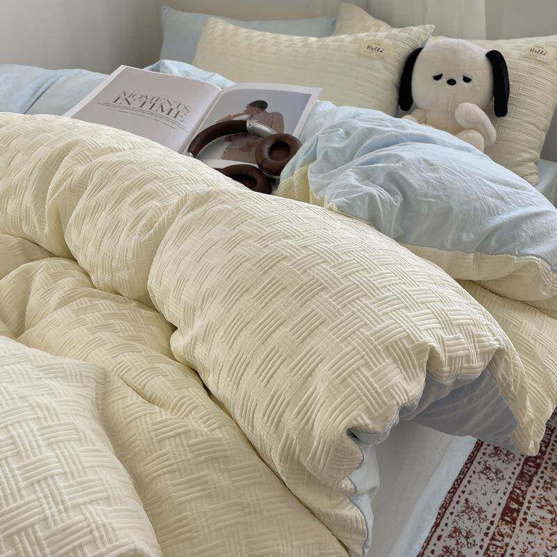 床单四ALM件套水小洗三清新舍双层床笠床上纱被套件套泡泡纱学生