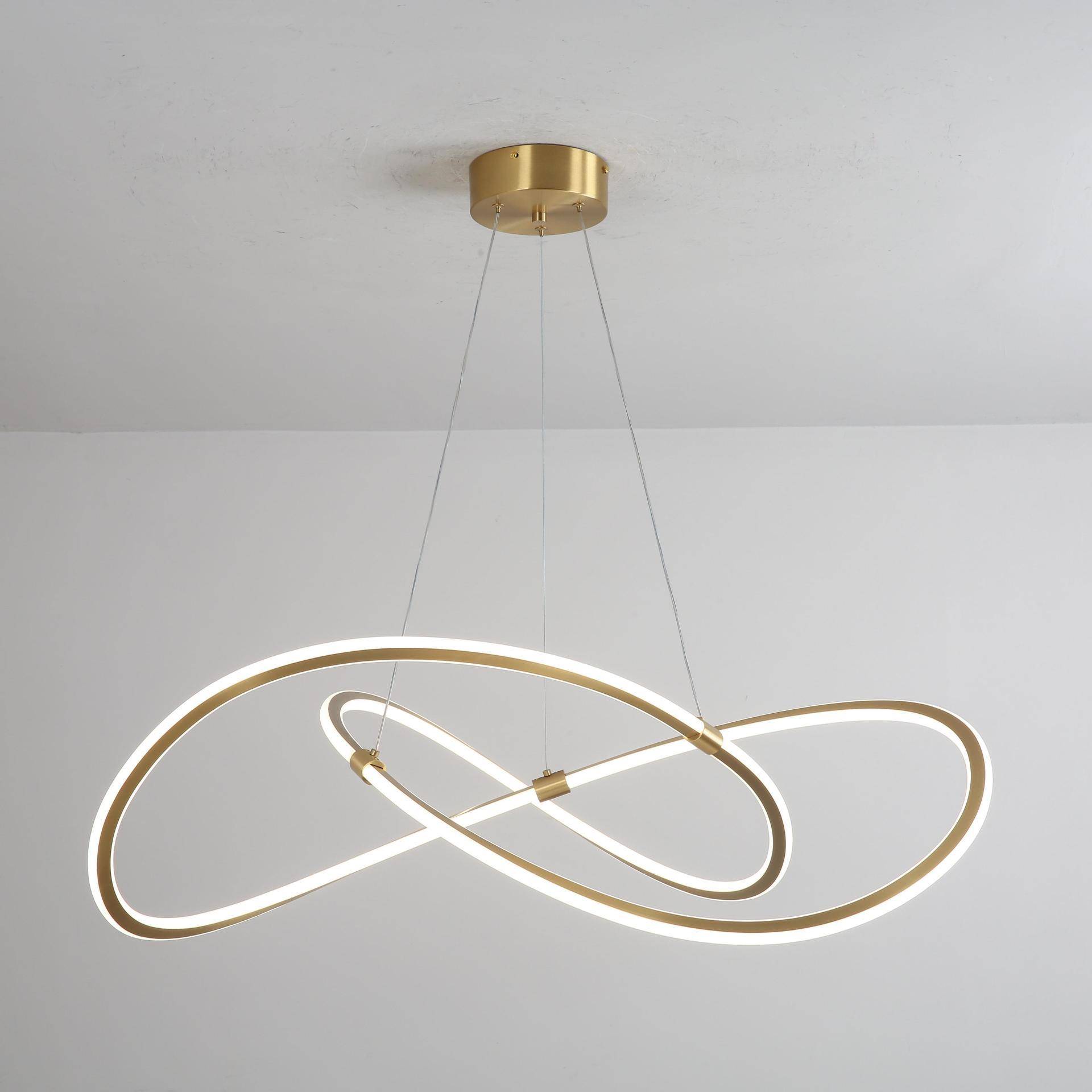 全FAY铜极简厅客吊简约现代轻奢大气厅家用创意客主灯线条餐厅吊