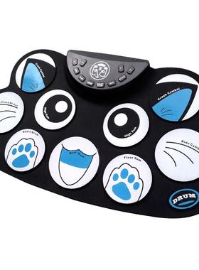 云之曲手电子鼓G-602ZXR超薄便童携儿练习架猫子鼓蓝色小脚卷踏