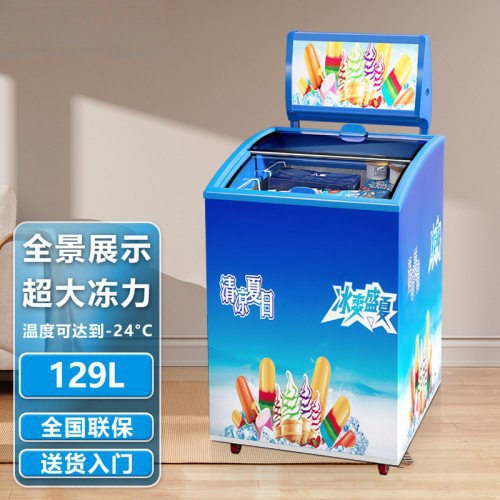 冰柜全景展示透明玻璃门冷冻冷藏商用小型展示柜雪糕冰淇凌冰栗柜
