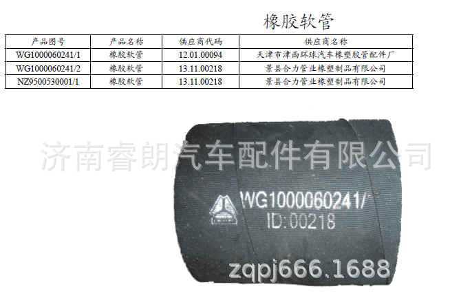 生产批发重汽斯太尔豪沃豪运配件NZ9500530001 橡胶软管(通用)