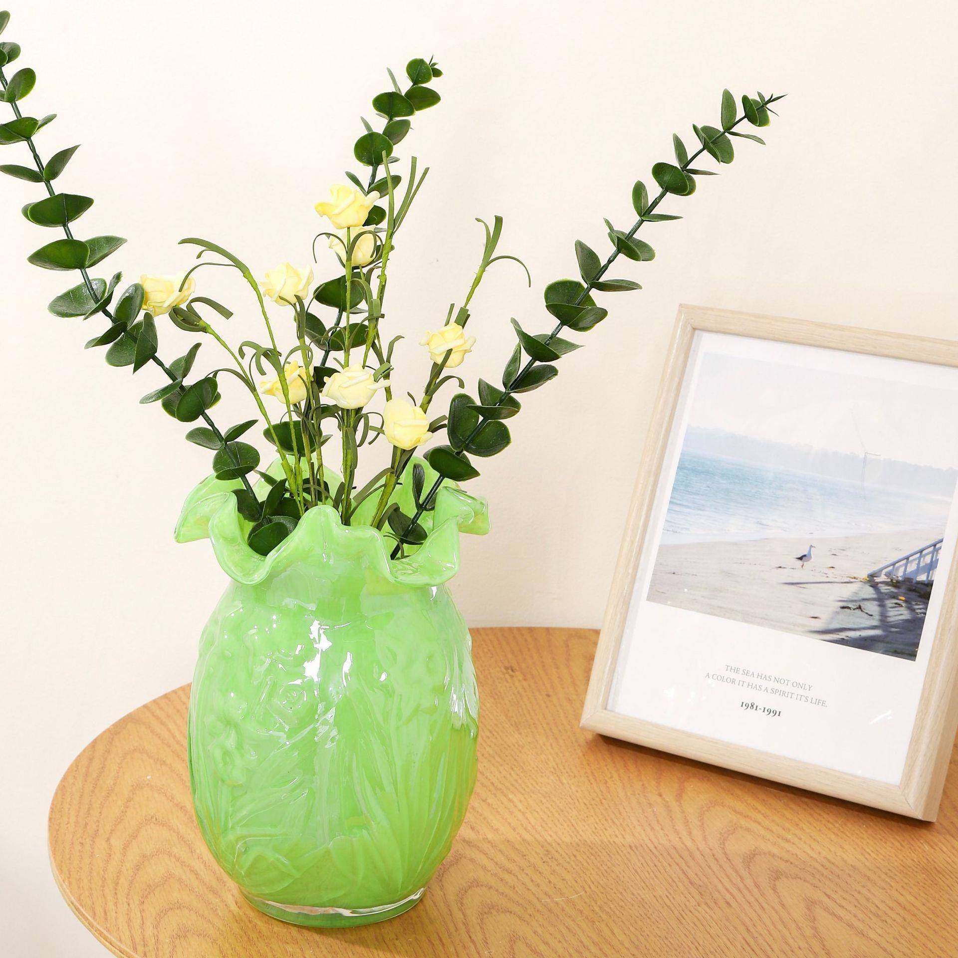 创意彩色玻璃花瓶浮雕大口径插花摆件纯手工吹制玻璃花瓶家居装饰,纺织面料/辅料/配套,纺织机械配件,淘宝优惠券,粉丝福利购,淘宝优惠卷