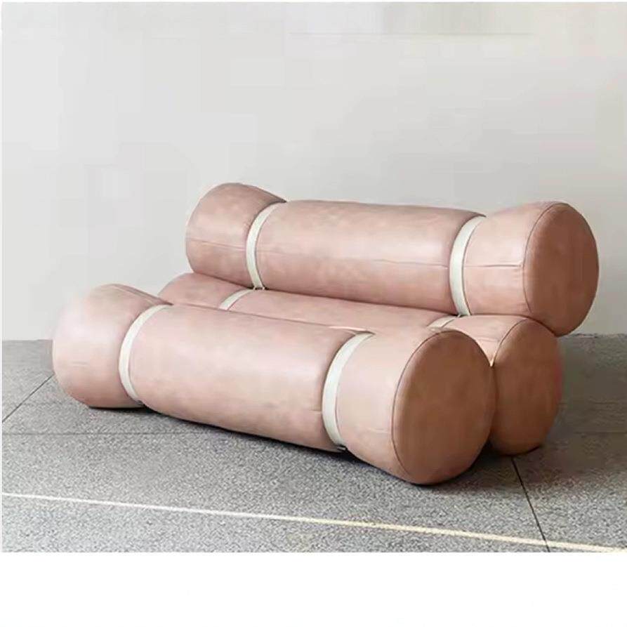 单人真皮纤维皮意式极简单椅沙发设计师创意别墅客厅休闲单人沙发