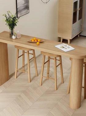 jg实木吧台家用隔断简约客厅北欧阳台休闲靠墙高脚长条桌椅桌子组