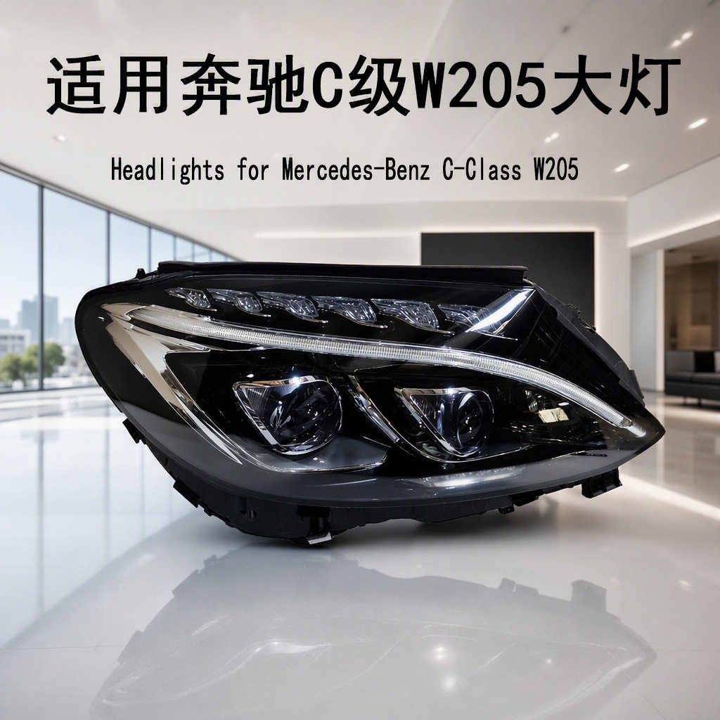 适用奔驰W205双透镜LED大灯15-19款C级汽车前照灯C200C260大灯