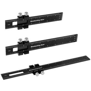 黑色木工定位尺15厘米300mm公英制红色铝标记尺20cm蓝色划线T轨尺