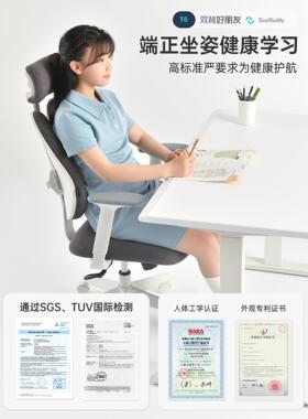 学习椅子可升背降节写字椅43612中小学生调作业矫正坐姿家写用靠