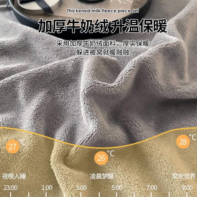 奶绒笠单件20冬25年新款牛秋加厚珊瑚法兰绒床罩加绒床垫保床2023