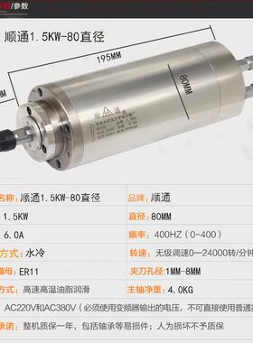 .顺通高速主轴雕刻机电机00W15KW2.8GDZ2KW3.2/5.5KW精雕机62电主