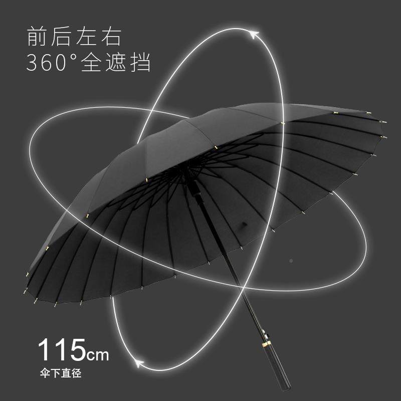 24骨雨伞长柄动生大号结自实抗风双人伞女务商定制log男o直ASY038