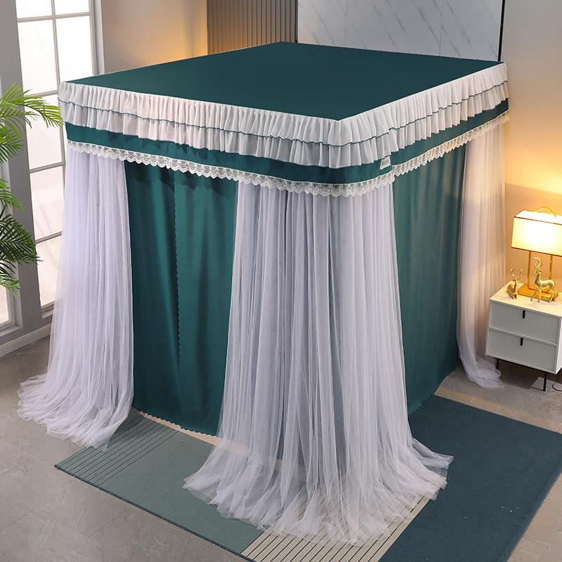 双层遮光防加密帐三蚊落地宫廷家用尘卧室双杆不门锈钢支架000000