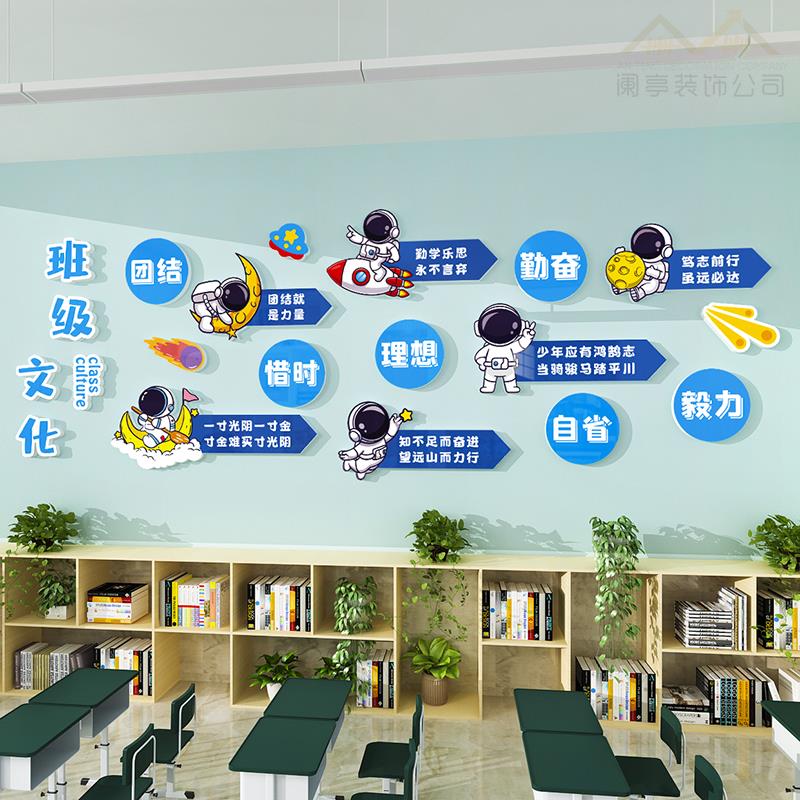 级公教室班级布置墙面装饰中小学空主题约文化墙励志太标x1240语