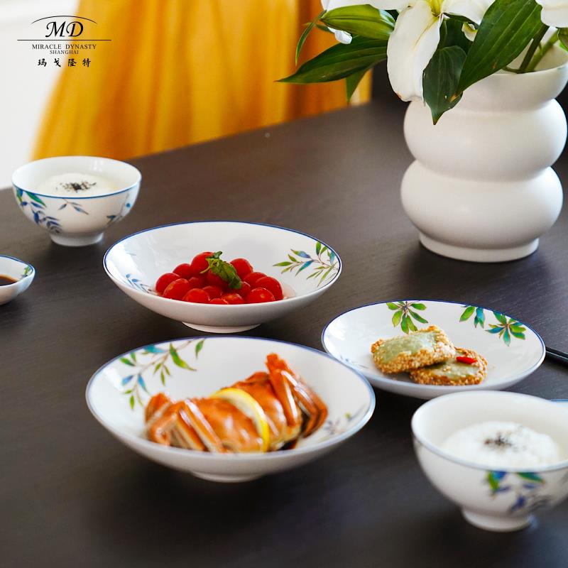 玛戈特骨瓷餐具套装鹦GMS鹉家高用档盘子平隆盘汤鱼盘轻盘奢风餐