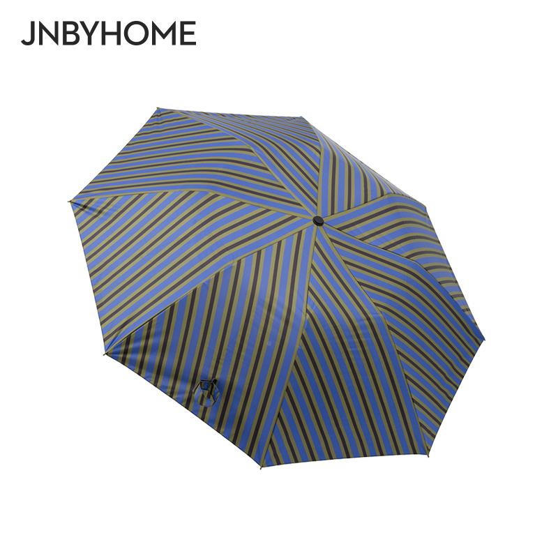 JNBYHOM女江南布衣条纹太晴阳伞防晒遮阳黑胶半E自动HM110665折叠