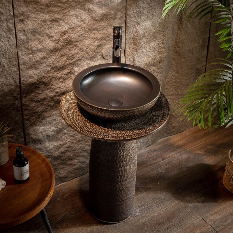 户外洗手盆庭院家用化妆lp3051脸室立柱盆体落台地式阳台洗手一覆