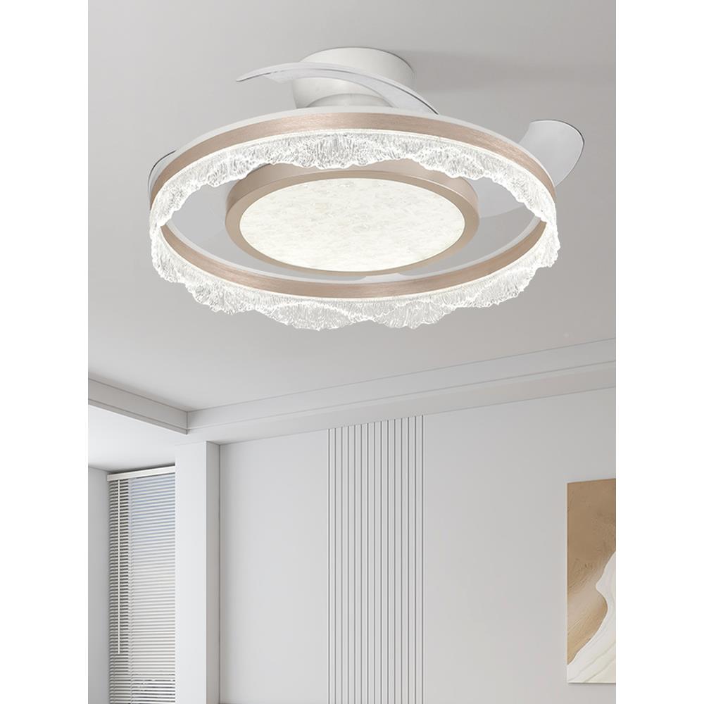 225新款卧室灯0现代简约奢主卧室隐风扇灯UCF轻形高级感餐厅灯吸