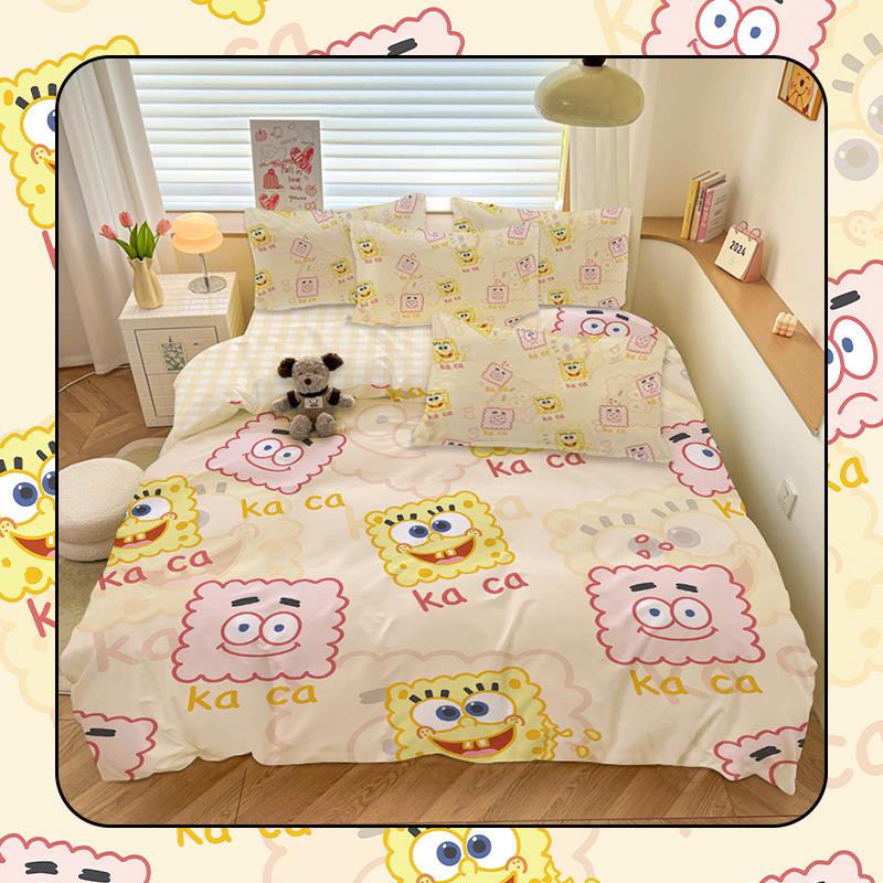 全SUO件棉海绵宝卡通全棉四套可爱派大星三宝件套儿童被女生寝室