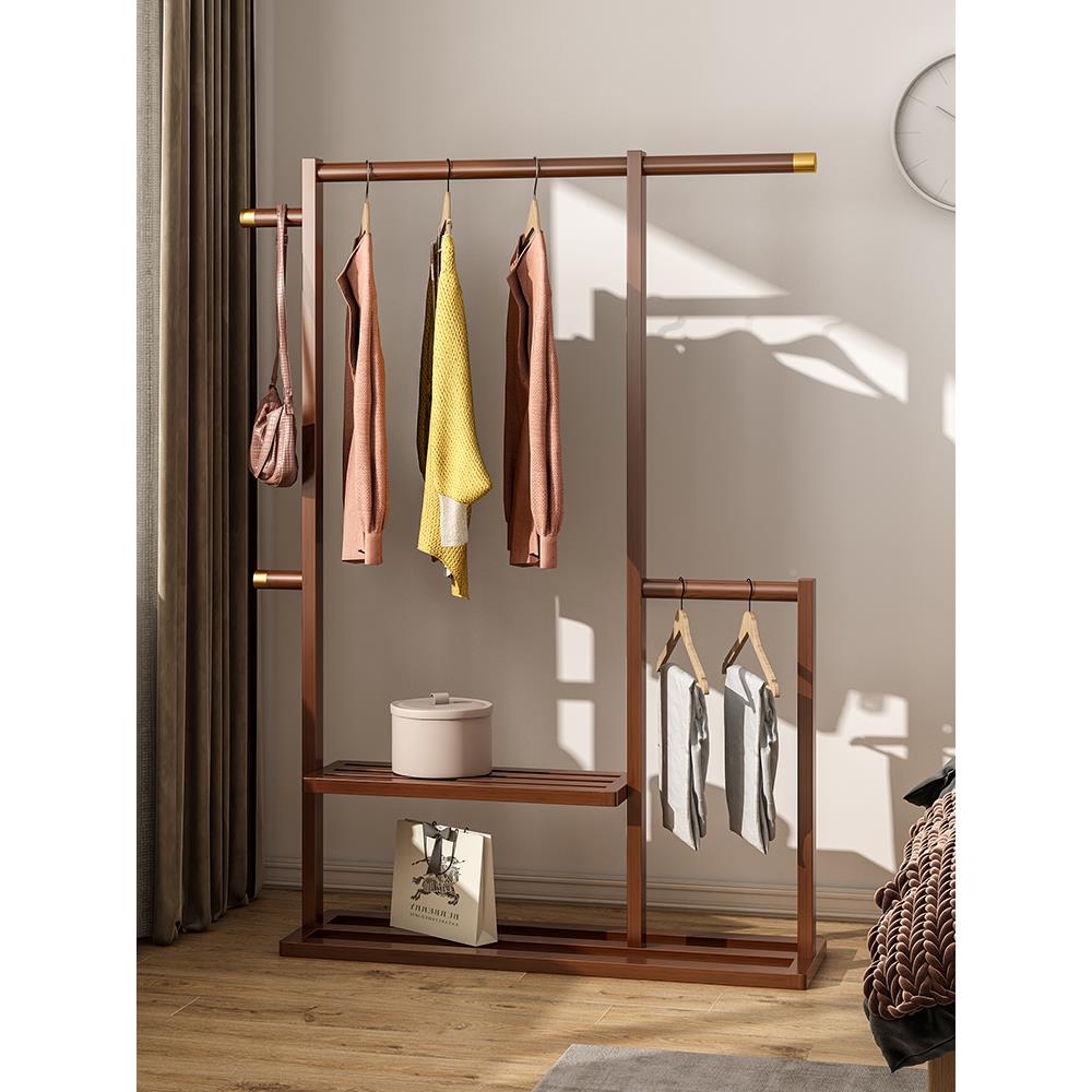 衣帽落地架木楠竹家用卧室挂衣架长加杆式客厅轻奢简2023新款约挂