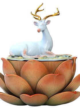 纯黄铜香家用摆室内檀香沉香盘香熏香篆炉莲香炉GDF21179道创意茶