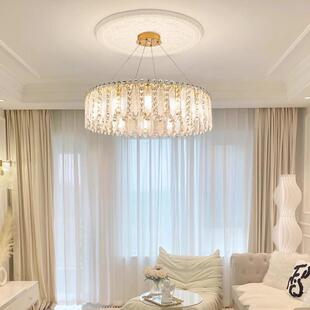 轻奢水晶920灯客厅吊灯温馨浪漫卧室新水晶简约琉羽毛灯具20璃25