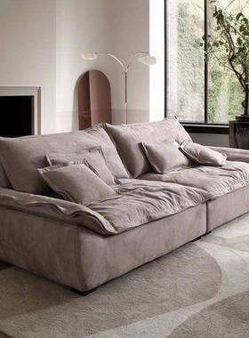 尔XVX聚欢有杨帆船布艺沙发黑色超雪坐深尼绒磨砂布客厅简约意式