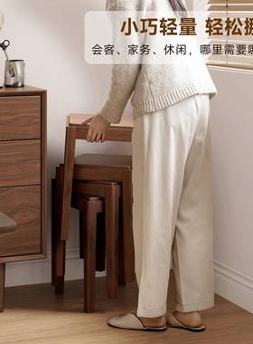 实方凳可叠20571木放黑胡餐桃结实耐家用客厅凳子现代简约凳木用