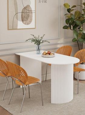 品桌质13276家用户型纯白岩板餐桌靠小墙式书桌防漏设计师岛台饭