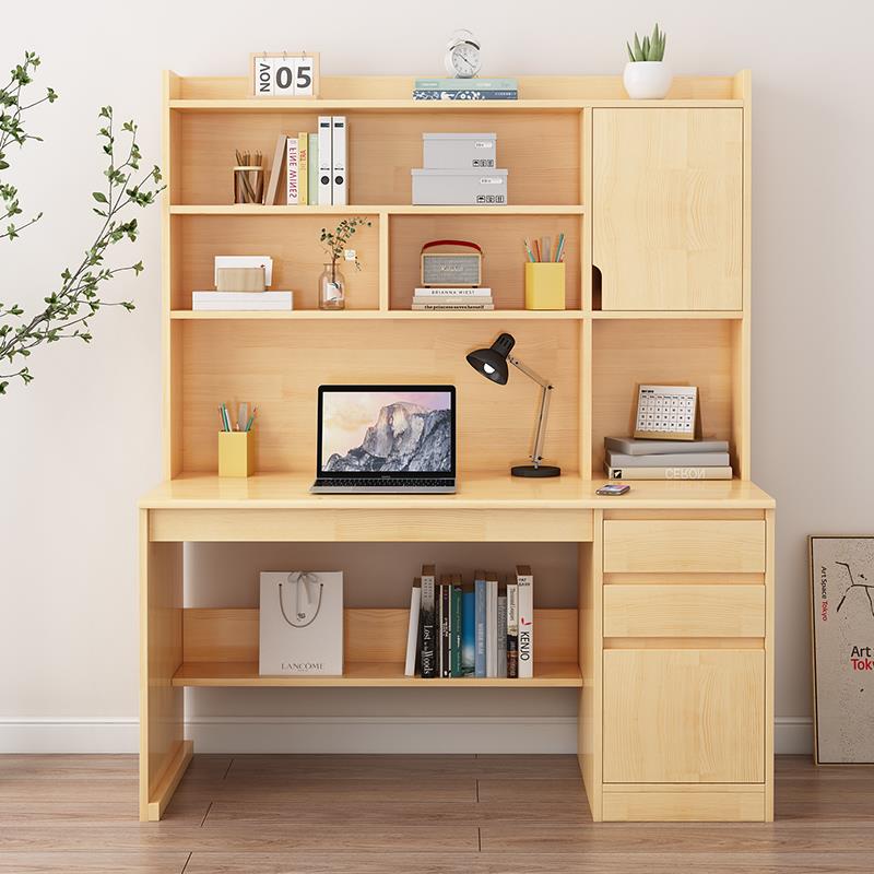 实木写字桌学生家小用户型书柜体书桌架一68272电书脑桌家用卧室