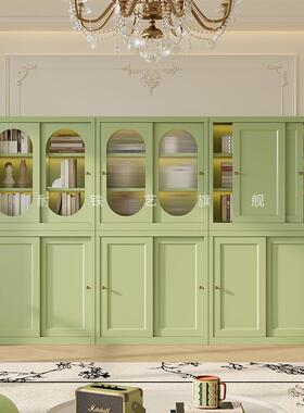 法式储铁移19469门艺书柜书架推拉门组合柜家飘用客厅窗物柜收纳