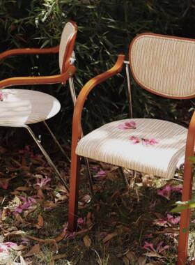 HUOS“Z落日”橙式手复古法餐椅实木CGH软包扶椅办公休闲靠背椅