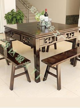 实木餐四桌椅组合饭店正方形明清仿桌古方家hFJwB2Nb用子方桌中式