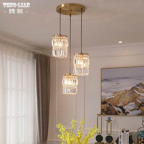美餐厅饭厅灯全铜吊水晶卧M5447室书阳台吊灯房复式楼梯过道式吊