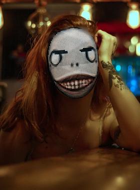 爆款怪全彩APP变脸智能搞LD发142光显示屏面具舞会E鬼脸万圣节