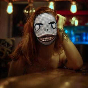 爆款怪全彩APP变脸智能搞LD发142光显示屏面具舞会E鬼脸万圣节