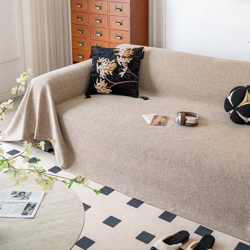 亚麻一猫式沙发巾四季通用设计感防滑沙发盖布APX沙片罩发套全盖