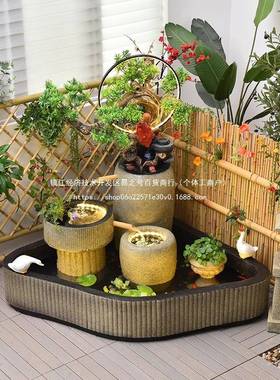 入户室玄关假水喷泉鱼池流造景内阳台花园装饰户外庭院水景5528A