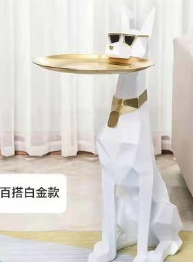 热客销杜宾犬沙发边角意几摆件厅狗小托655盘桌子茶几创落地摆件