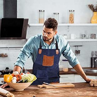 厂家帆布u围木工园p艺烧烤师lA0016超酒吧餐厅工作服围裙兜印ogo