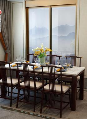 新中式简餐椅组合一桌桌六现代50565约实木长方形餐台椅小户型家