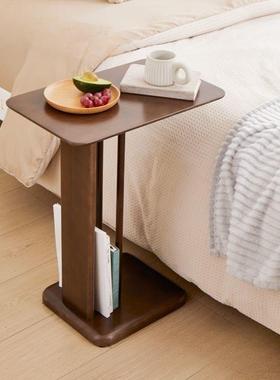 移色动实床头桌小茶几角几电脑桌全木竖琴边几沙发旁樱WKF边桃木