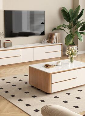 聚得柜有岩板阳电视柜家用风小户CJO型客厅奶油储物落地电视茶几