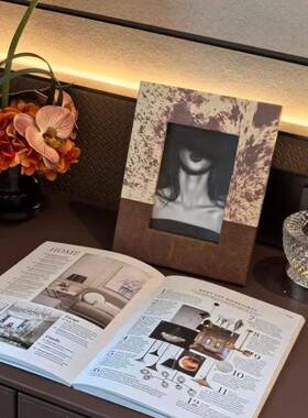 ZUH现代轻奢皮相革框柜托卧盘纸巾盒创意摆件桌面装饰品室床头样