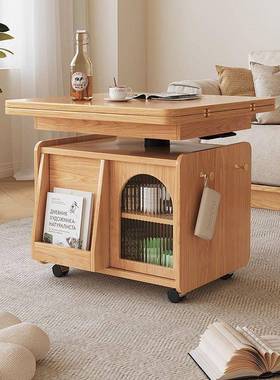 移升降茶几功能可多移动折叠餐MEJ桌可动推车小户型升降茶台餐桌