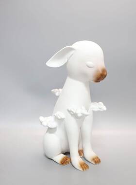 新书中式创朵意树脂白色云羊摆件样板房售部卧室房桌面软0130装饰