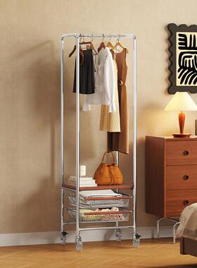 衣架收落地卧挂ZUX衣架移动轻复古衣架家用衣室帽架隔物夜纳衣服