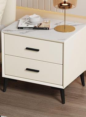 轻奢简11049卧约现代室家用皮质实租木小子新款岩板出房床边柜储